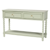 bali & pari Karnia Console Table with Spindle Legs - 2-Drawer Accent Table with Turned Detailing and Open Shelf Storage for Living Room, Hallway, or Bedroom